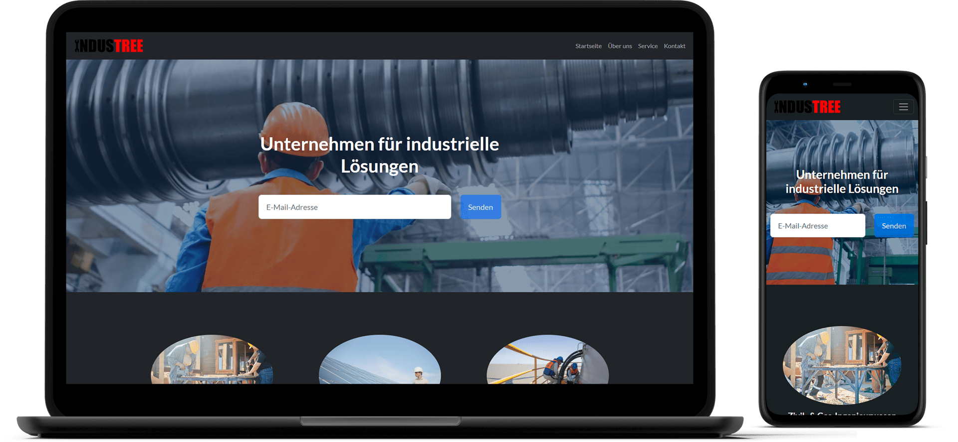 Industrie-Mitarbeiter welcher eine riesige Stahlwelle einbaut